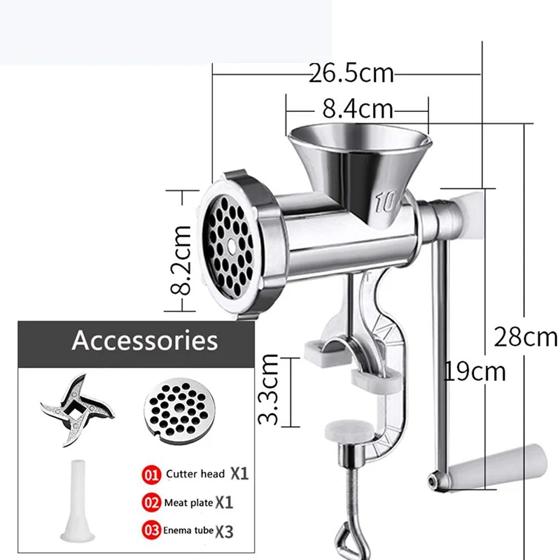 Manual Meat Grinder Sausage Meat Stuffer Aluminum Alloy Multipurpose Vegetables Chopper Pepper Cutter Home Kitchen Tool