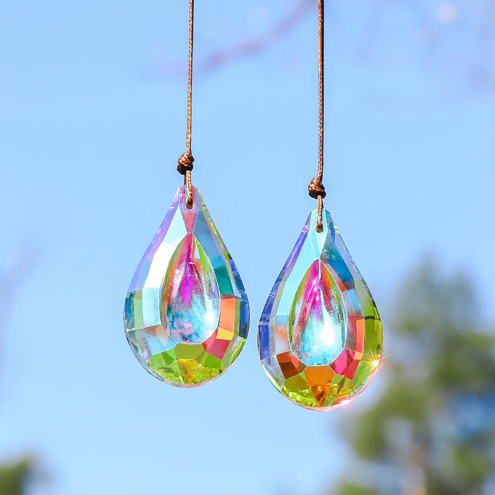 Colored Crystal Glass Prism Pendant Hanging Sun Catcher Accessories Rainbow Manufacturer Ornaments Crystal Chandelier Parts sun catcher crystal pendant sun catchers window ornament