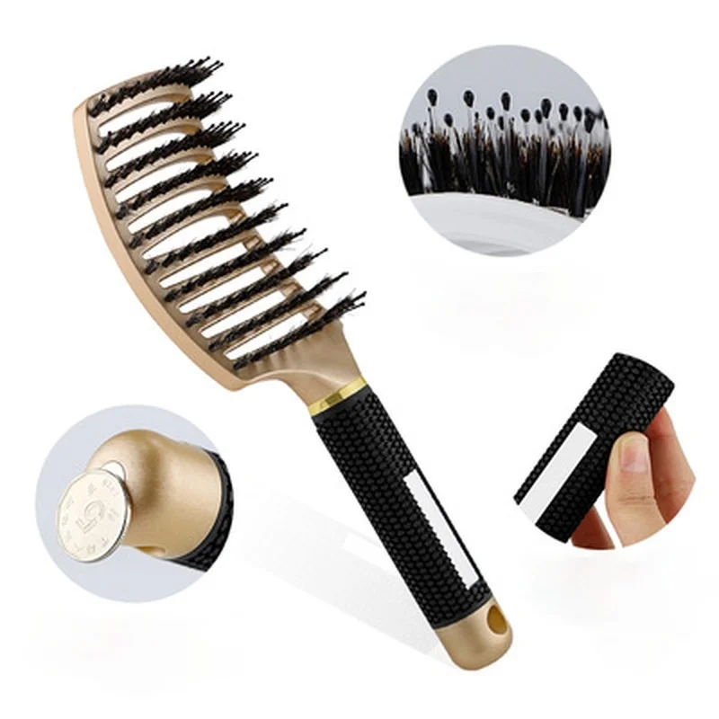 Hair Brush Scalp Massage Comb Hairbrush Bristle&Nylon Women Wet Curly Detangle Hair Brush for Salon Hairdressing Styling Tools