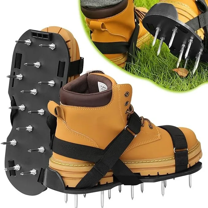 4.2cm Lawn Aerator Shoes with Spikes - Inflatable Grass Aeration & Soil Loosening Footwear, Self-Leveling Epoxy Garden Tool
