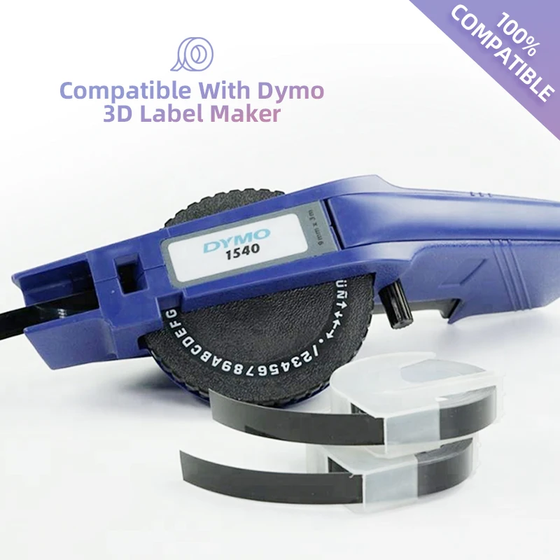 IBOQVZG for Dymo 3D Embossing Tapes Dymo 9mm Label Tape Compatible for Motex Printer Dymo 12965 E101 1540 1610 1880 Label Maker