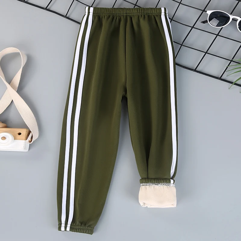 Children's Solid Color Sports Plus Velvet Pants Autumn and winter Boys and Girls Comfortable Leisure Warm Sports Fashion Pants girls pants boys pants kids pants