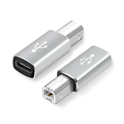 USB C to USB B 2.0 MIDI Connector Adapter for Musical Instruments and Printers (Silver)