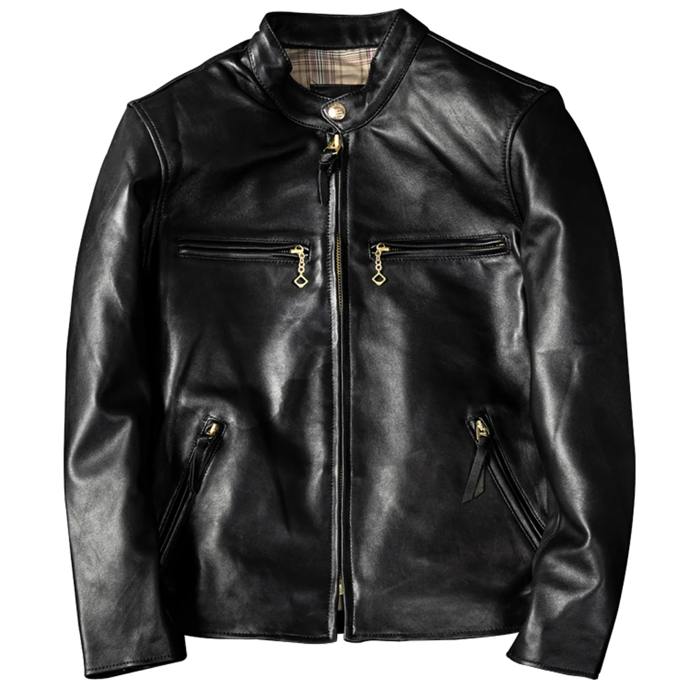 

New Sheepskin Real Leather Coat For Man Genuine Leather Men Jacket Motorcycle Overcoat Dress Suit Coat Zipper Topcoat XXXXL 5XL