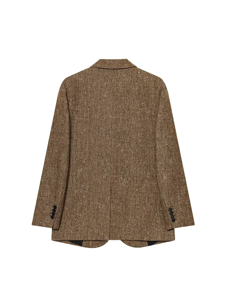 Autumn Winter Women's New Chic Blazer Coats  Long Sleeve Vintage Notched Thick Outerwears Elegant Fashion Office Female Clothes