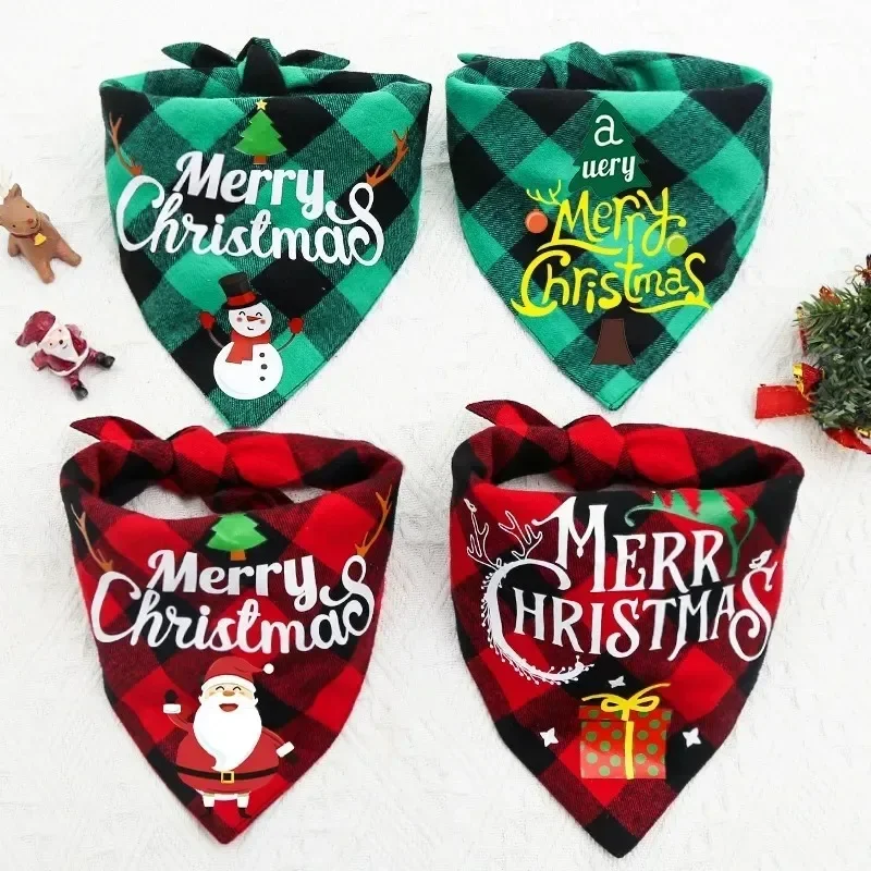 

Dog triangle towel Christmas Bandanas Classic Xmas Thanksgiving Pet Scarf Bibs Kerchief Holiday Birthday Decoration for Dog Cat