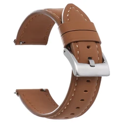 Elegant Vintage Leather Watch Strap - Quick Release in Black, Brown, or Grey - 22mm (Light brown)