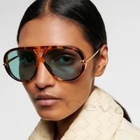 Lunettes de soleil pilote de mode pour femmes, surdimensionnées, Punk, marque de styliste, tendance, rue, métal, Double pont, lunettes 1