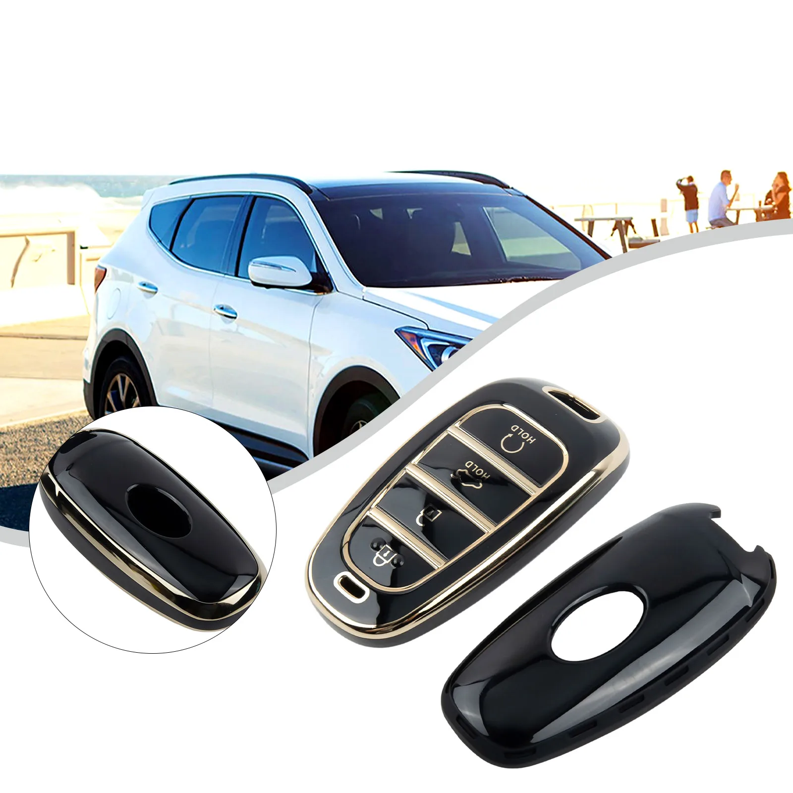 

1PCS Remote Key Fob FOR Tucson For Hyundai Shell Case Cover TPU 1* Key Case Black FOR Santa FOR Sonata Brand New