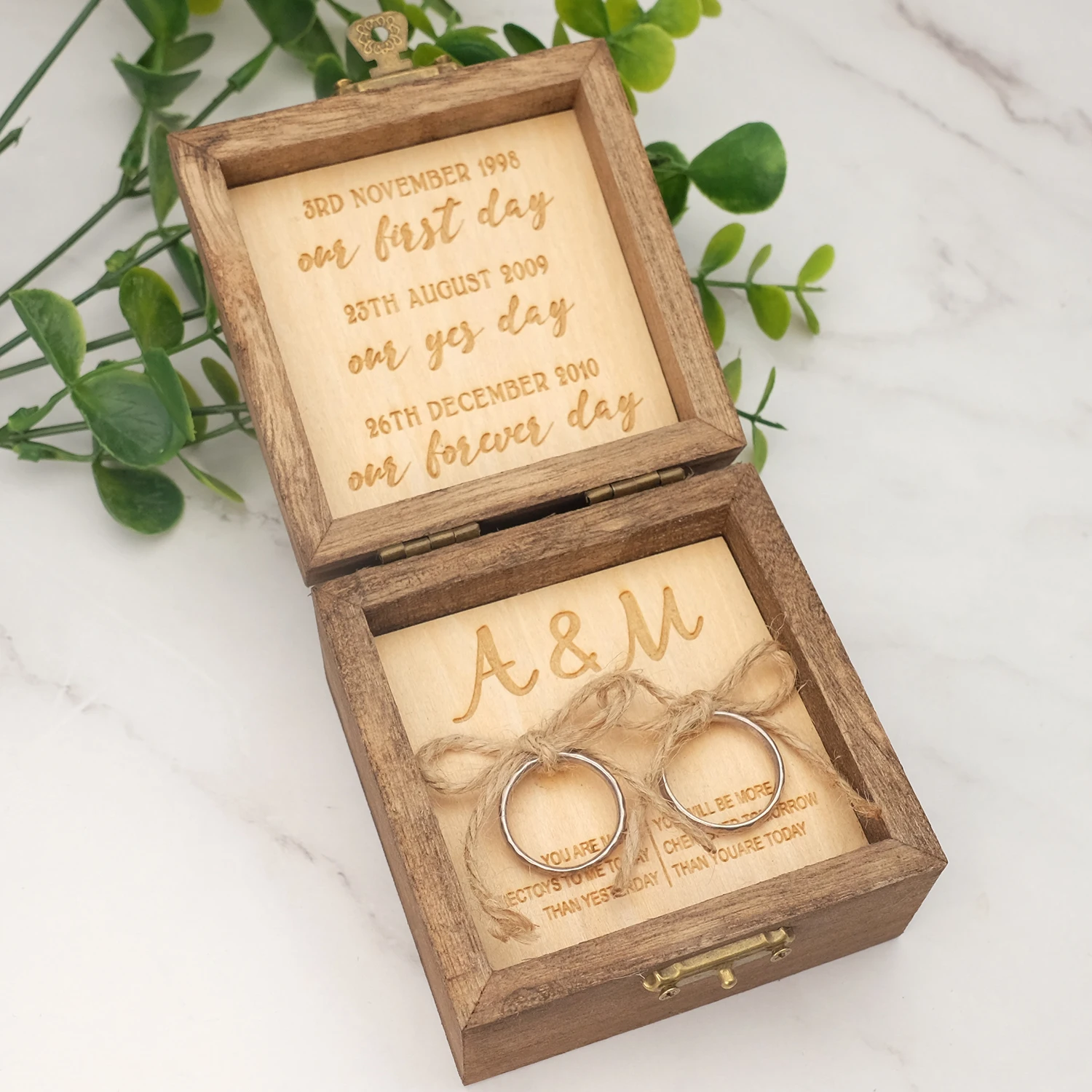 Personalised Wedding Ring Box Custom Book Box Rustic Wood Engagement Ring Box Proposal Rings Holder Personalized Wedding Gift