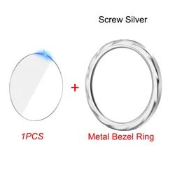 Premium Metal Bezel Ring with Tempered Glass Protective Film for MI Watch S4 S4 eSIM (Screw Silver)