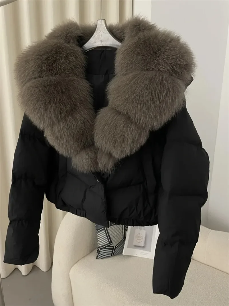 OFTBUY 2024 Big Natural Real Fox Fur Coat Women Autumn Winter Female 90% White Duck Down Jacket Feather Short  Coat Thick Warm 4
