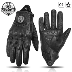 Vintage Leather Motorcycle Gloves - Durable, Anti - Slip, Unisex Summer Riding Accessory - XXL (Black hole)
