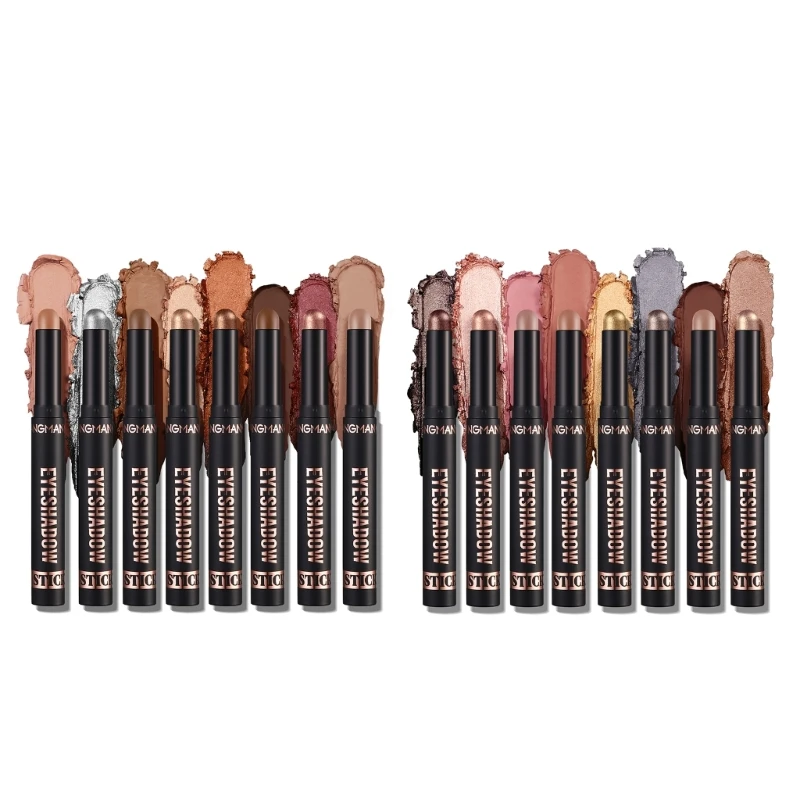 

E74C 6Pcs Eyeshadow Stick Set Matte and Shimmery Cream Eye Pencil Highlighter Contouring Pen Waterproof Long Lasting