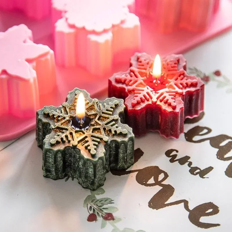 Creative Crystal Christmas Snowflake Jewelry Mold Handmade Aromatherapy Candle Mold Suitable Kids Birthday Cake Decoration Tool