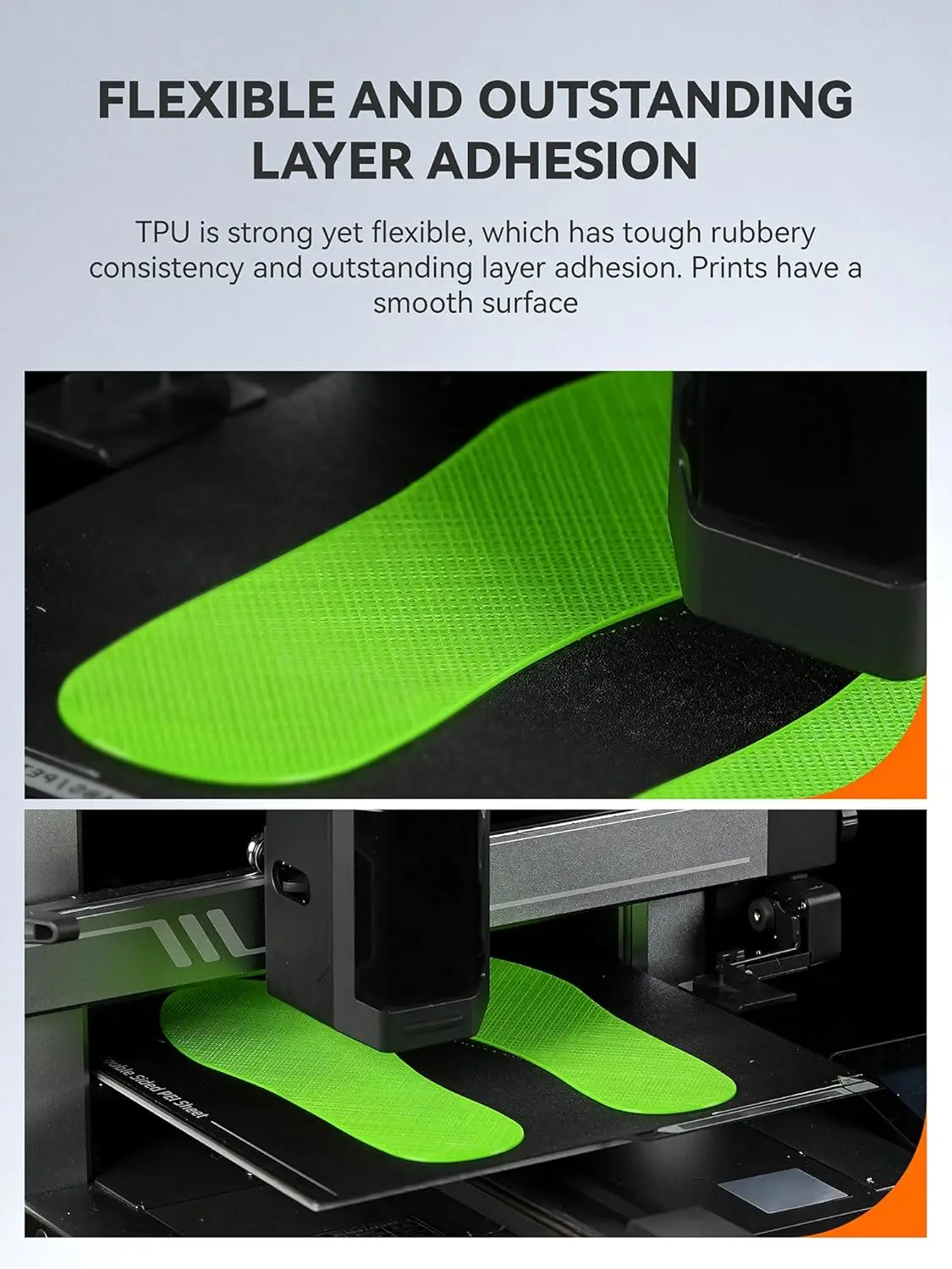 TPU 3D 프린터 필라멘트, 1.75mm; 고속 95A TPU 필라멘트; 빠른 인쇄를 위한 250g의 유연한 3D 필라멘트; 치수 정밀도