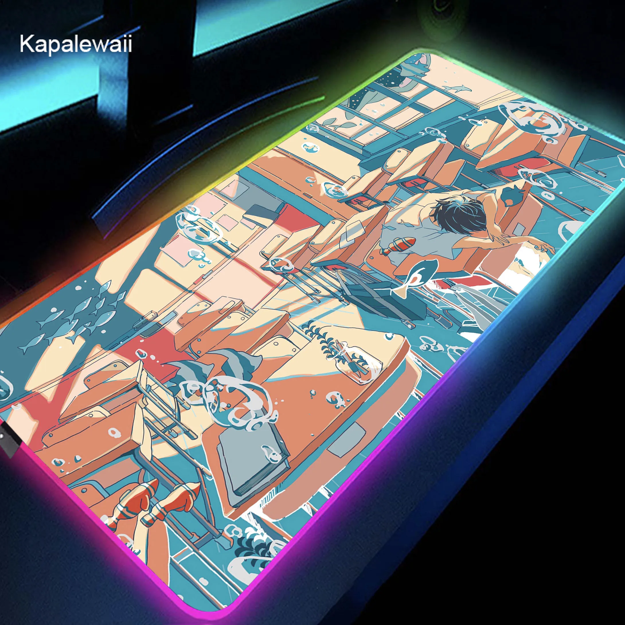 

Art RGB Mousemat Computer Gamer Mouse Mat Game Accessories Keyboard Pads Large LED Backlight Desktop Carpet Home Office Mousemat