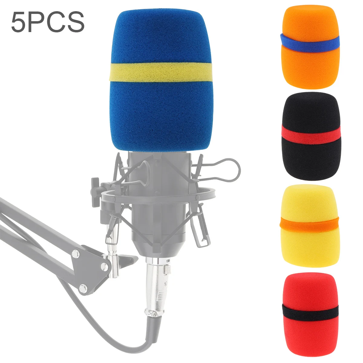 

5pcs High Density Thickened Microphone Pop Filter Sponge Sleeve for KTV Conference Room Stage Performance Microphone Accessories