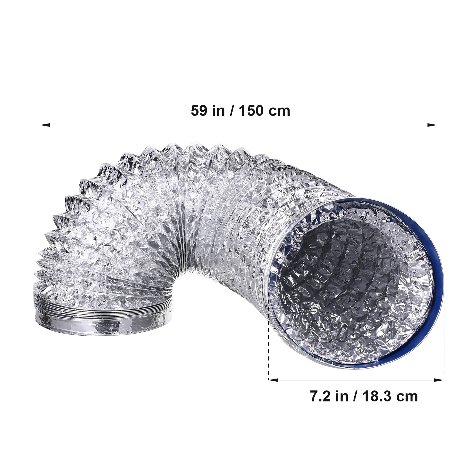 유연한 알루미늄 호일 덕트 벤트 호스, 유연한 공기, 알루미늄 덕트 건조기, 벤트 호스 Hvac, 7 인치, 10 피트 두께