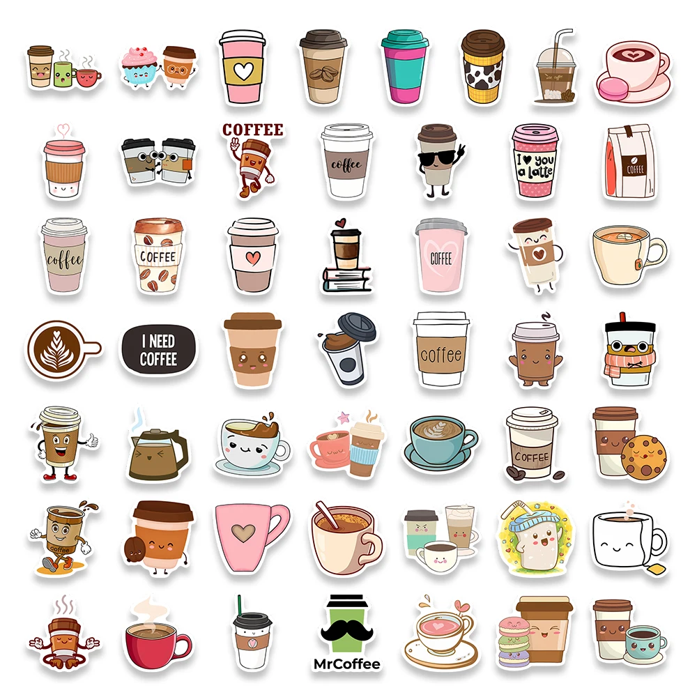 Cartoon stickers Decorative stickers Self adhesive stickers Custom stickers Anime stickers Adhesive stickers Decorative labels stickers Cartoon sticker Diy scrapbooking accessories Magic stickers 10/25/50PCS Leisure Kawaii Vintage Tea Coffee Stickers DIY Skateboard Laptop Luggage Cup Bike Motorcycle Phone PVC Waterproof