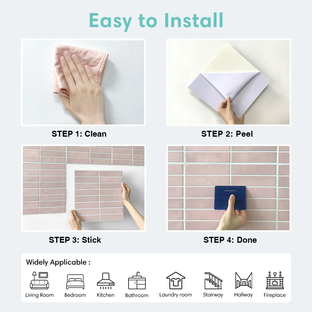 3D Tile Sticker 1/10pcs 3D Wall Stickers Self-adhesive Pink for Kitchen and Bathroom Water Mold Resistant 30x30cm 3d tile sticker