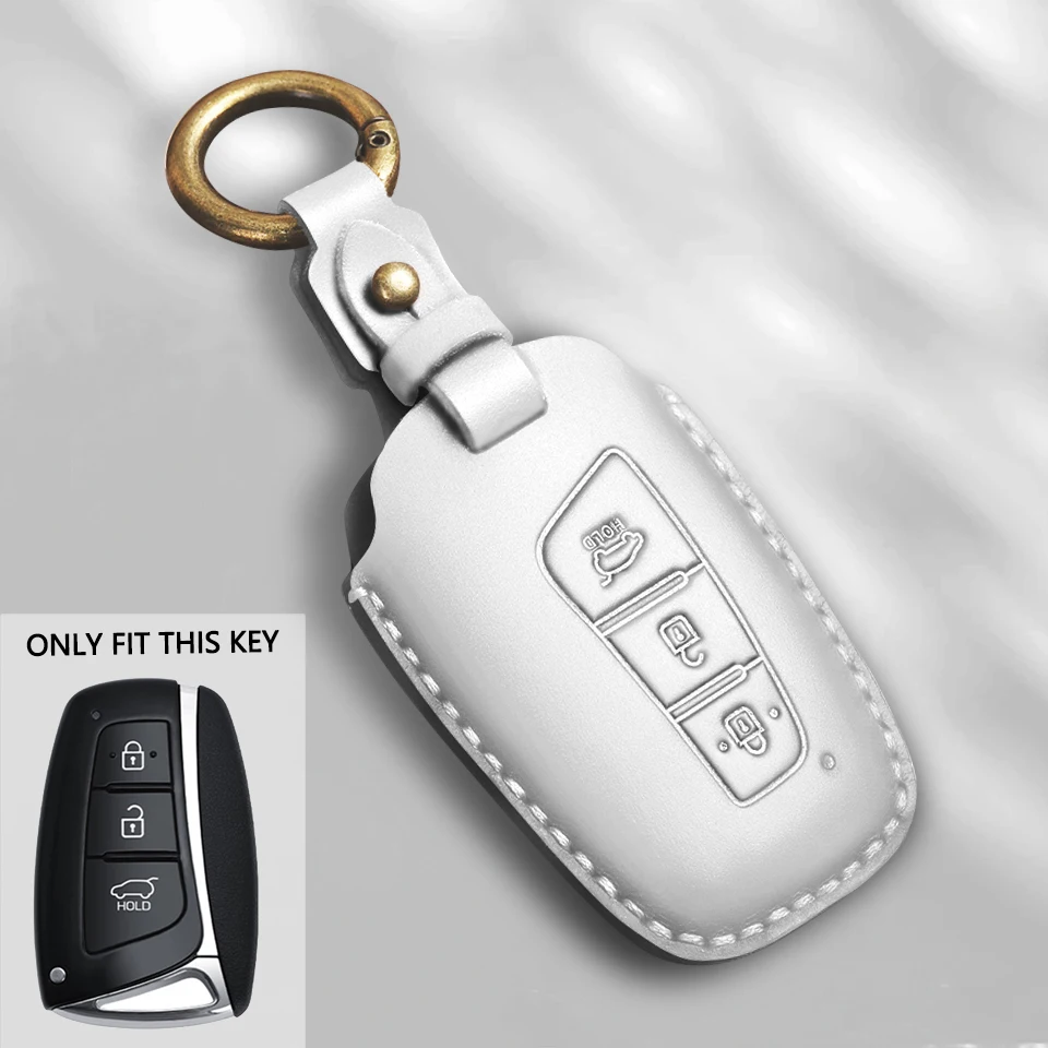 

Car Leather Key Case Cover Holder For Hyundai IX45 Genesis Grand Santa Fe Tucson Equus Key Protection Shell