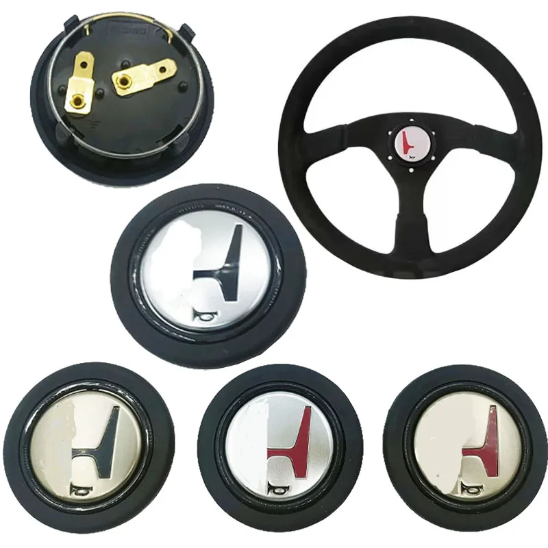 Horn Switch Steering Wheel Switch Modified steering wheel horn button JDM ABS racing horn switch push cover universal H cap steering wheel auto parts decorat