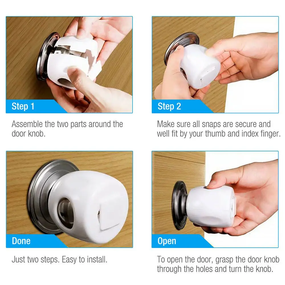 Baby Kids Child Proof Ball Shape Handle Sleeve Door Knob Cover Safety Lock Cover 4PCS/Bag