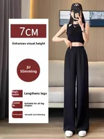 High Waist Draped Ice Silk Thin Straight Leg Women's Suit Pants Summer Lightweight Casual Trousers for plus Size Women