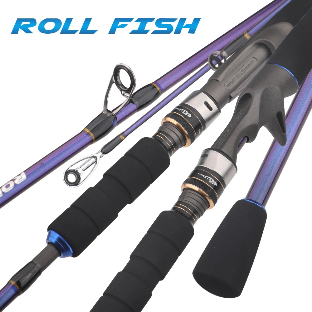 ROLLFISH Boat Carbon Fiber Light Jigging Fishing Rod Spinning Casting Lure Fishing Rod Saltwater 2 Sections 1.68-1.98m