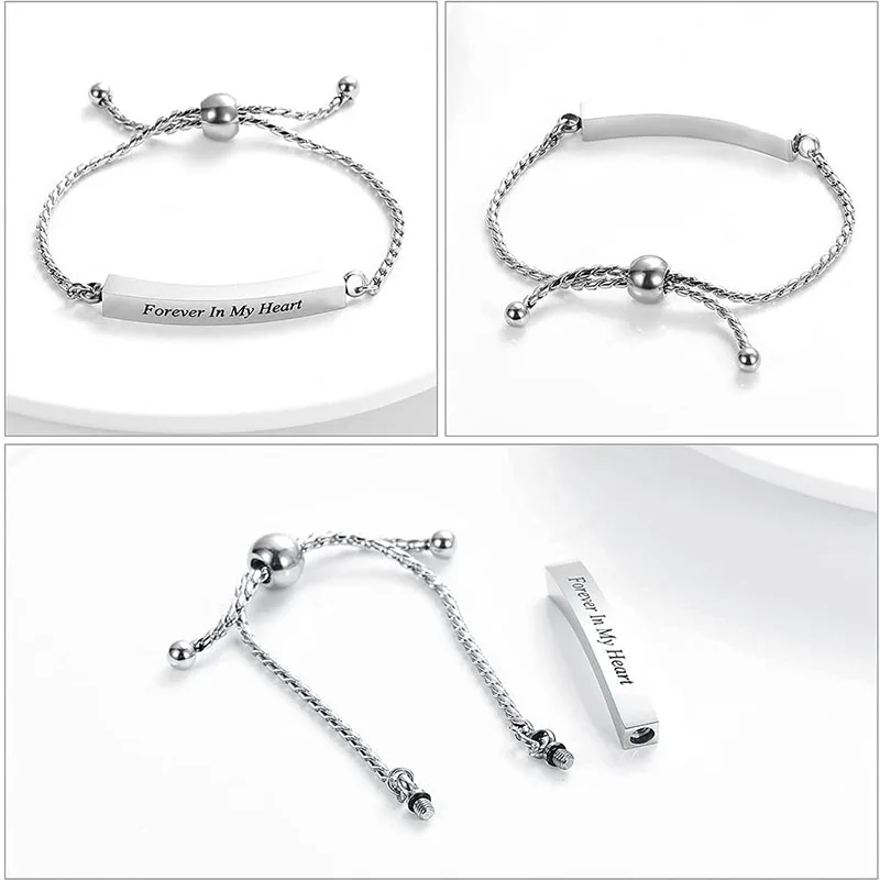 Bracciale Portaceneri Ricordo Con Ciondolo A Cuore – Acciaio Inox 316L Regolabile, Per Ceneri Cari E Animali Domestici