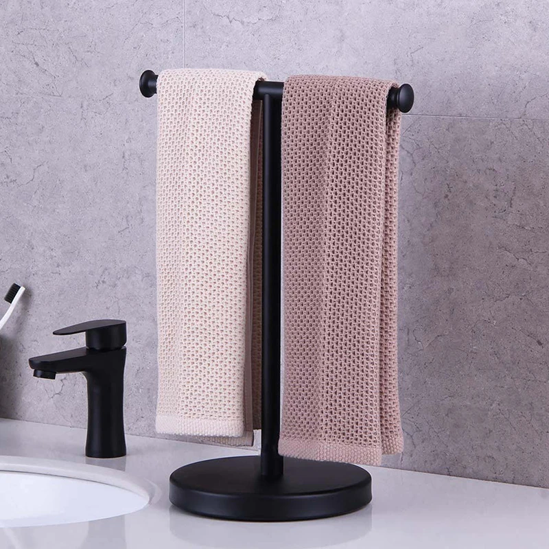 Movable Free Standing Hand Towel Holder Standing Tree Rack 304 Black Bath Towel Stand Bathroom