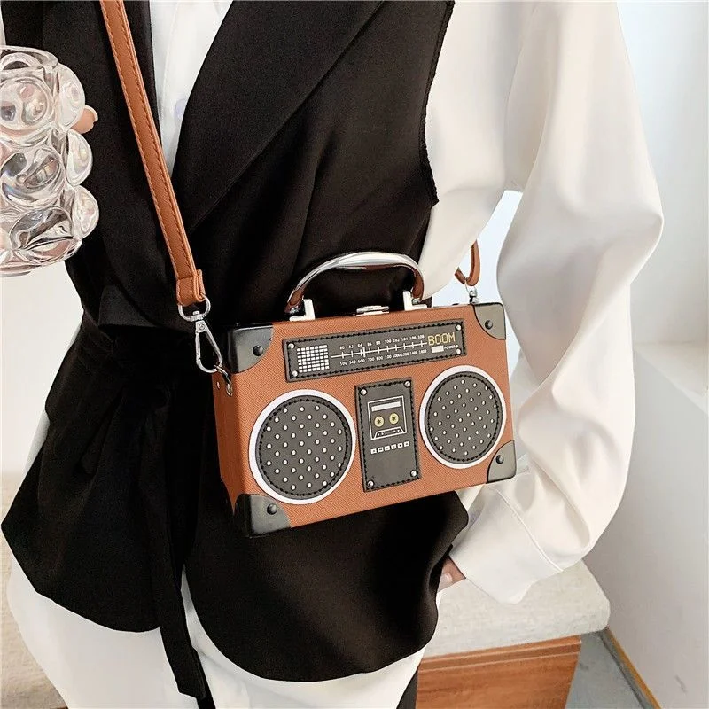 3 Color Vintage Versatile Creative Radio Unisex Satchel