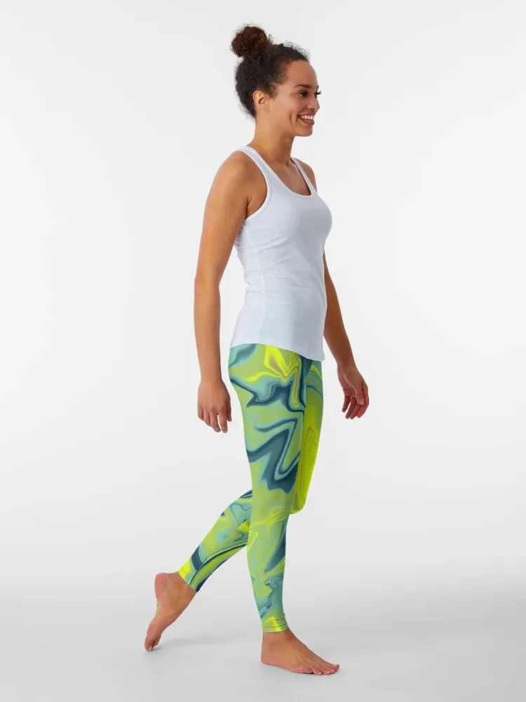 Chartreuse Tie Dye Pattern Leggings sporty woman gym sport set Womens Leggings