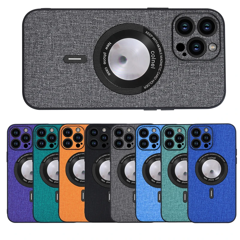 

For iPhone 15 Pro Max Case Magnetic Premium Fabric +TPU Anti-slip Ultra Thin Woven Textile Felt Cloth Cover For iPhone 15 Pro