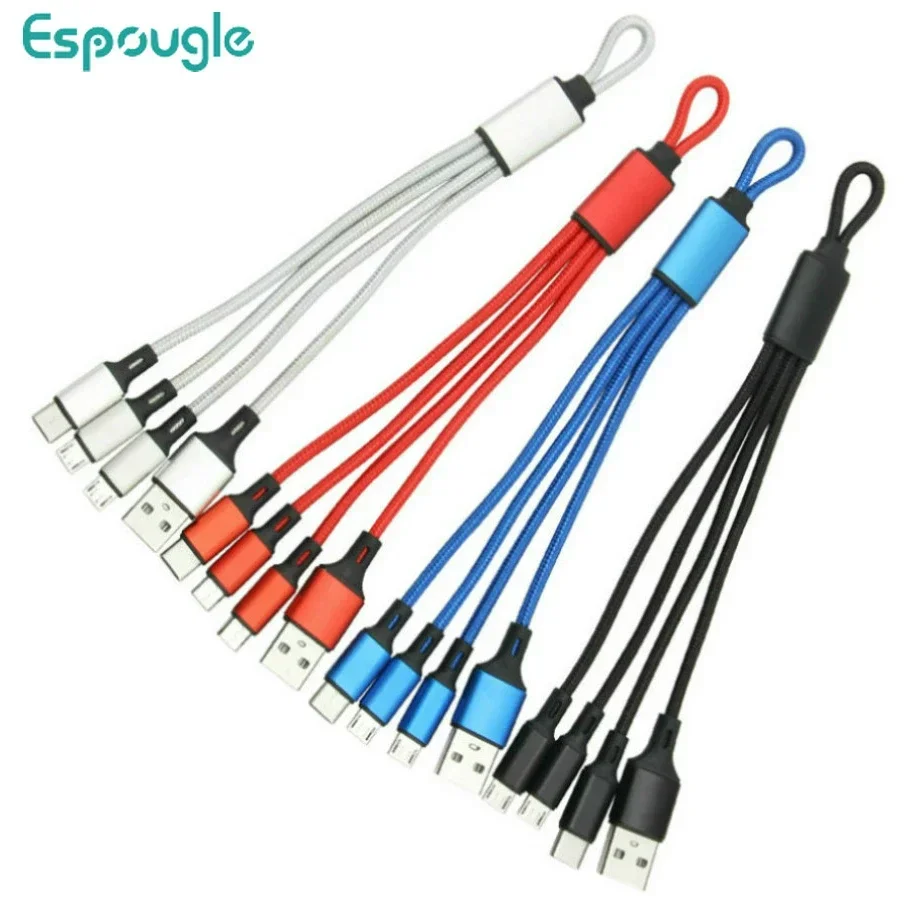 

2000pcs 3 in 1 USB Cable Charger Micro Usb Type C Fast Charging Cord For iPhone for Samsung Xiaomi Huawei