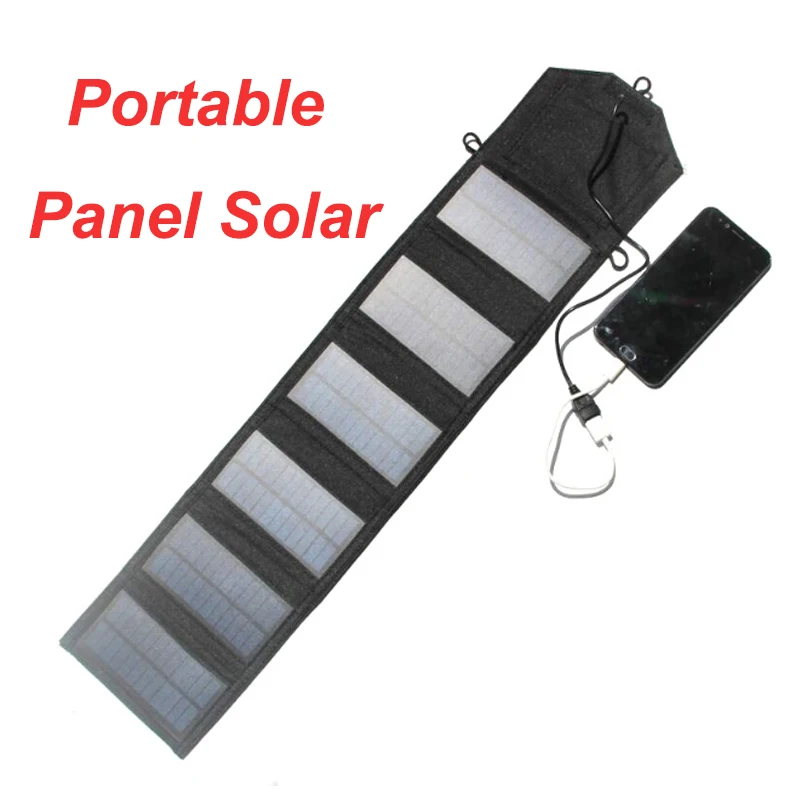 Chargeur Solaire Portable Pliable 5W - Imperméable Léger - Pour Téléphone, Powerbank - Camping, Randonnée, Urgence - 6