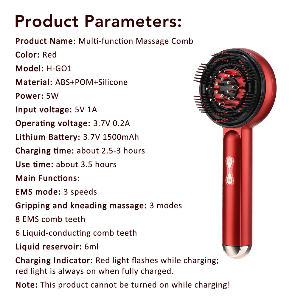 Electric Vibration Scalp Comb with Light Therapy