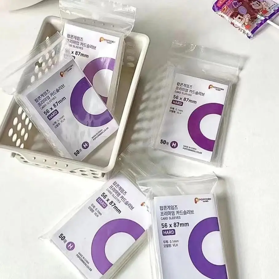 1 Bag/50Pcs Kpop Purple Photocard Holder Clear Popcorn 56x87 Card