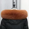 Real Fox Fur Collar Winter Women Natural Fur Hood Trims Decor Furry Fur Scarf for Coat Jeckets Black Scarves Luxury Shawls 3