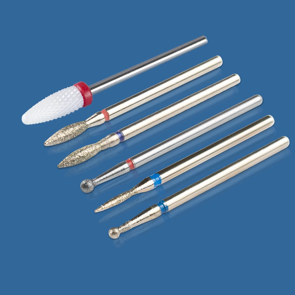6PCS Milling Cutter For Manicure Diamond Ceramic Nail Drill Bits For Removing Gel Nail Polish Pedicure Cuticle Clean Nail Files