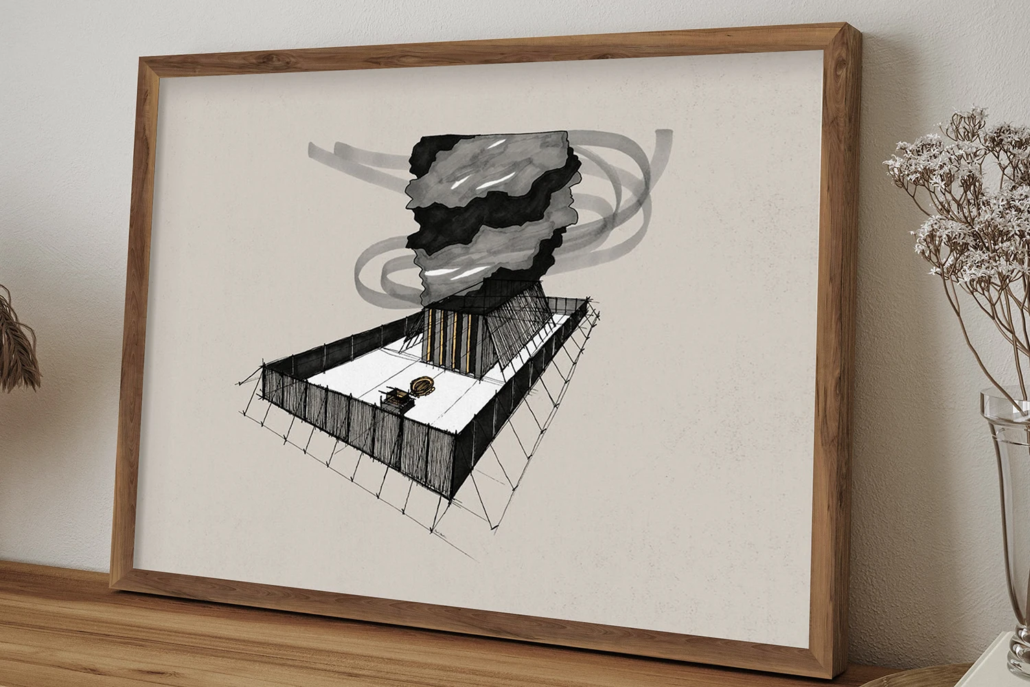 Tabernacle Israel Wilderness Prints Wall Art Temple Bibbia Schizzi Pittura Su Tela Gesù Art Veil Is Laced Holy Place Exodus Art