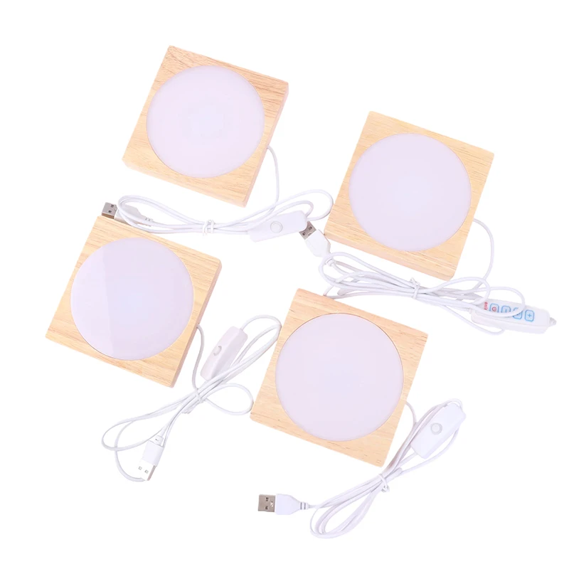 목재 LED 라이트 베이스, 회전 디스플레이 스탠드, 거치대 램프 베이스, 아트 장식, 10x10cm, 1PC