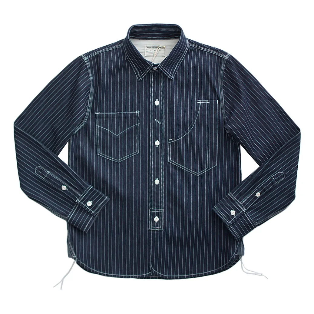 Denim Shirt 12.5oz Heavyweight American Vintage Casual Amekaji indigo Cotton Workwear Tops For Men Youth Male
