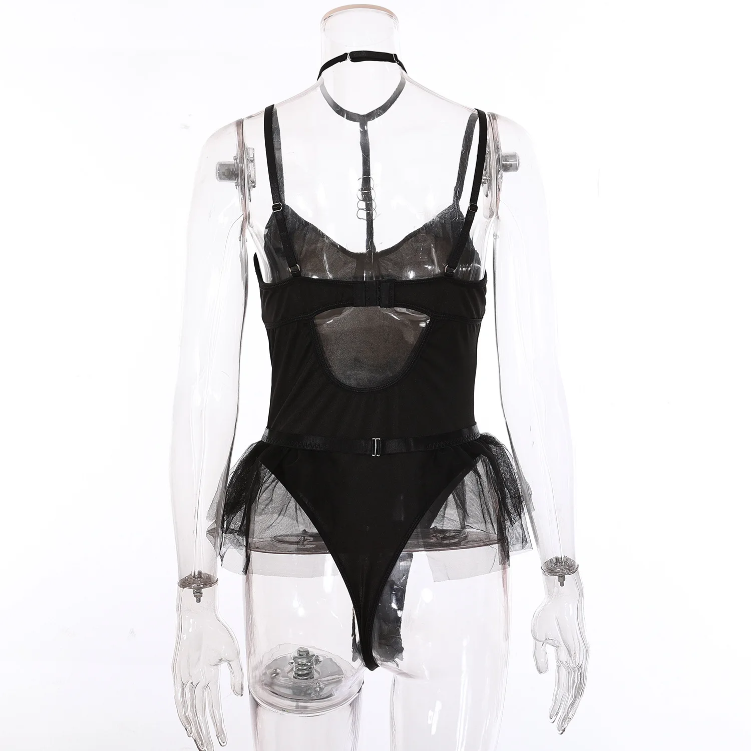 BKLD Sexy Lace Patchwork Black Bodysuit Tops For Women 2023 Bandage Halter Spaghetti Strap Lingeries Bodysuit Night Club Outfits
