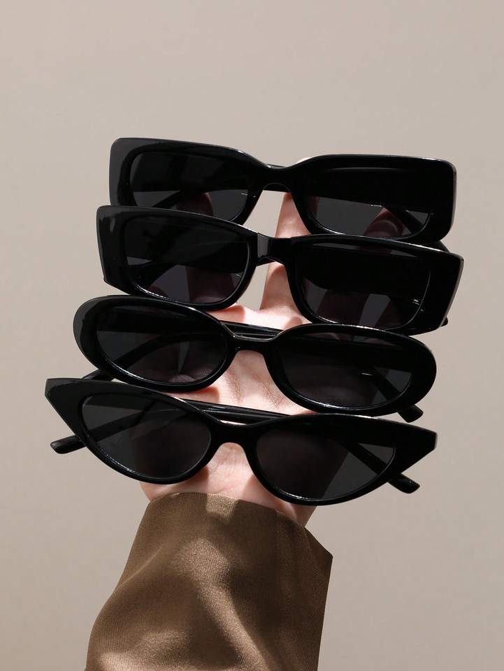 3/4PCS Classic Fashion Cat Eye Oval Rectangle Plastic Frame Women Sunglasses For Men Daily Life Shades Eyewear Accessories.