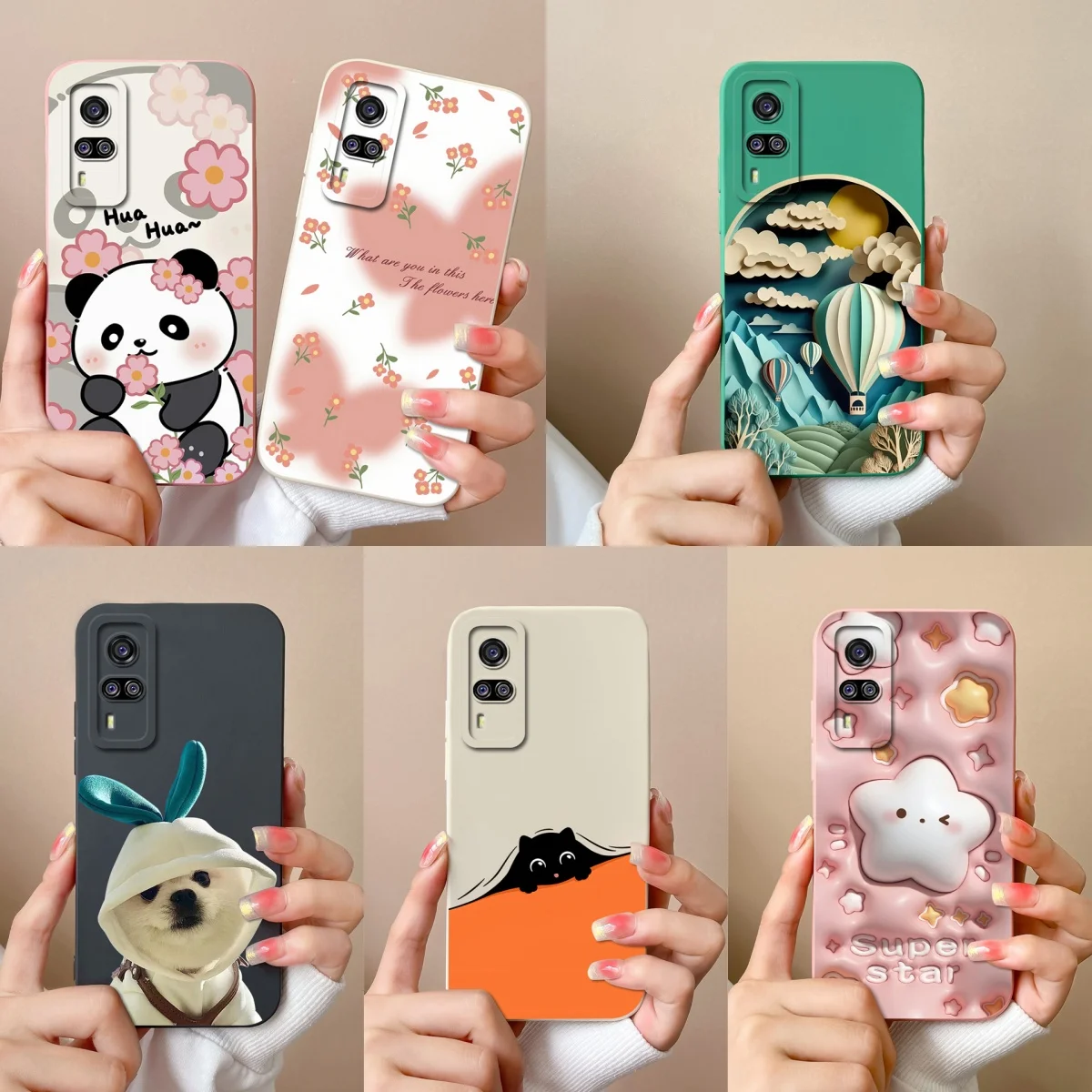 Cute Panda Dog & Floral Liquid Shell Soft Protective Luxury Case - Vibrant Design Cover