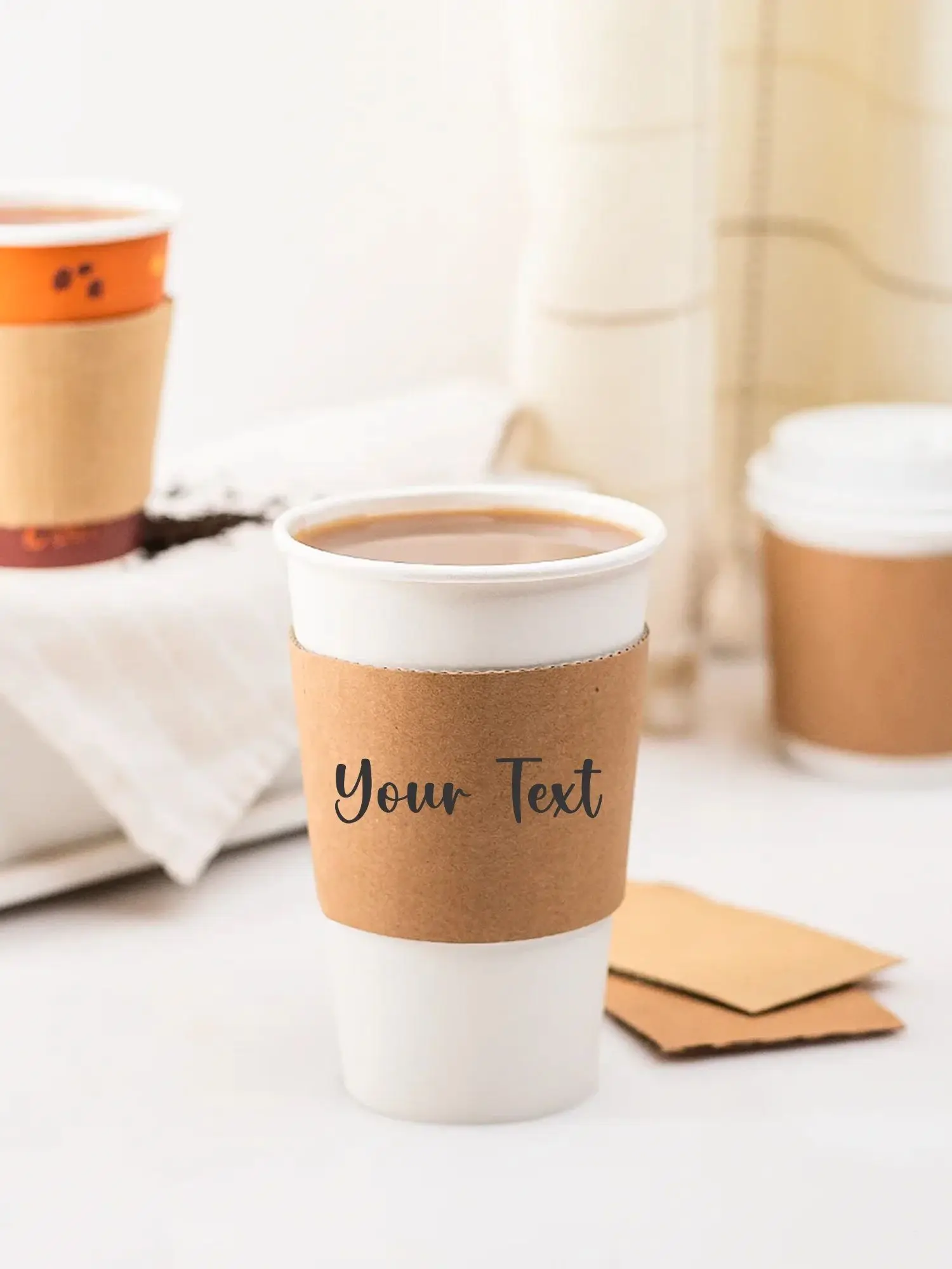Personalized Coffee Cup Sleeves Disposable Brown Kraft Heat-Insulated Cup Covers Custom... - SKU CCS01229 - UGI Packaging