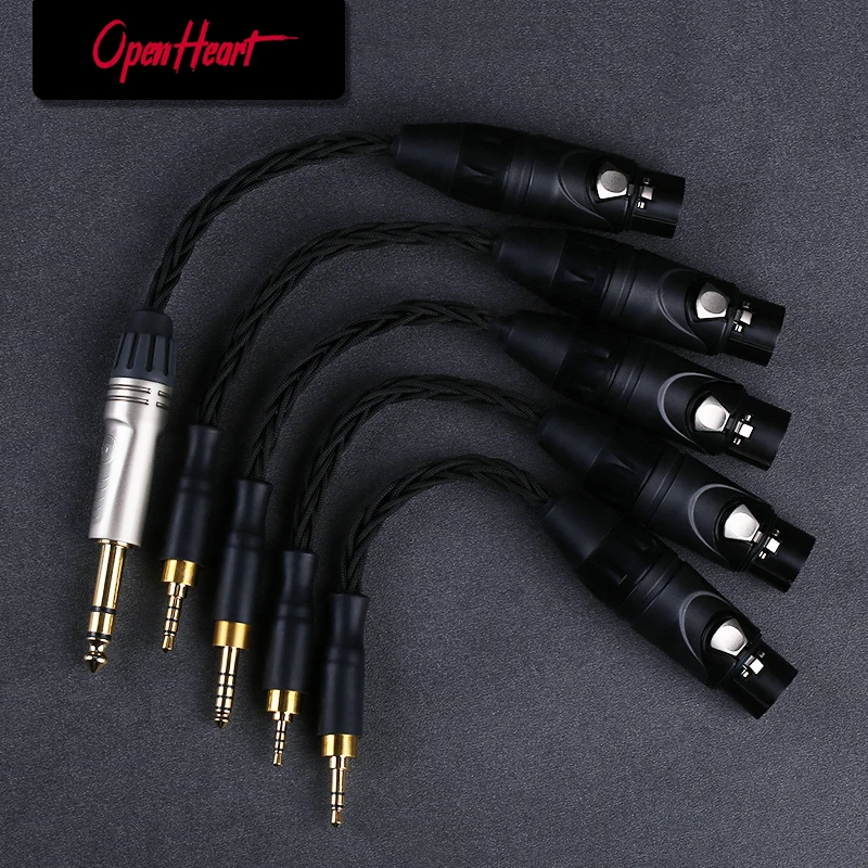 Openheart Xlr Cabo Adaptador 4pin Xlr Fêmea para 4.4 mm 2.5 mm 6.35 mm 3.5 mm 3.5 mm Pólo Equilibrado para 4pin Xlr Fêmea Cabo de Prata Pura