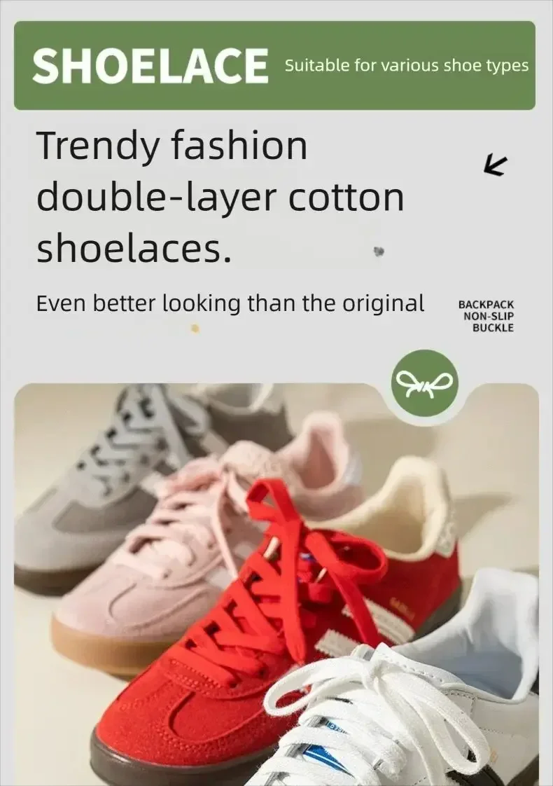 Neue flache Baumwoll-Schnürsenkel für Turnschuhe AF1 AJ1 Schnürsenkel High-Top-Leinwand-Freizeitschnürsenkel Keine Elastizität Minimale für Männer Frauen – Detail 2